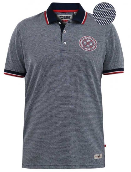 D555 KEMSTON Birds Eye Pique Polo Navy/White - Polos - Polos homme grande taille