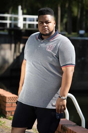 D555 KEMSTON Birds Eye Pique Polo Navy/White - Polos - Polos homme grande taille