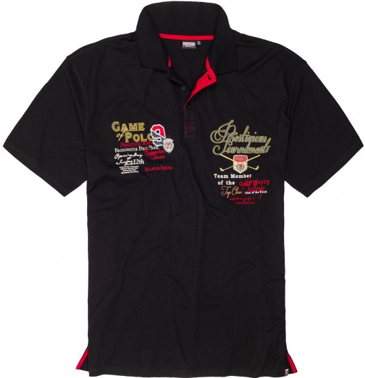 Adamo DURBAN Regular fit Polo Shirt Black - Polos - Polos homme grande taille