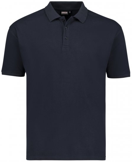Adamo Stephan Waffelpique Poloshirt Navy - Polos - Polos homme grande taille