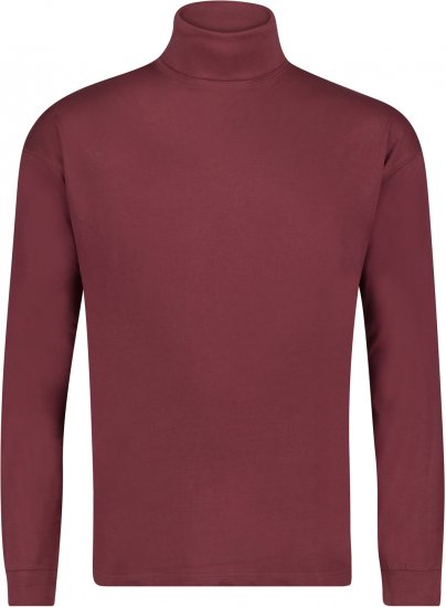 Adamo Fabio Comfort fit Turtleneck Long sleeve T-shirt Burgundy - T-shirts - T-shirts Homme Grande Taille