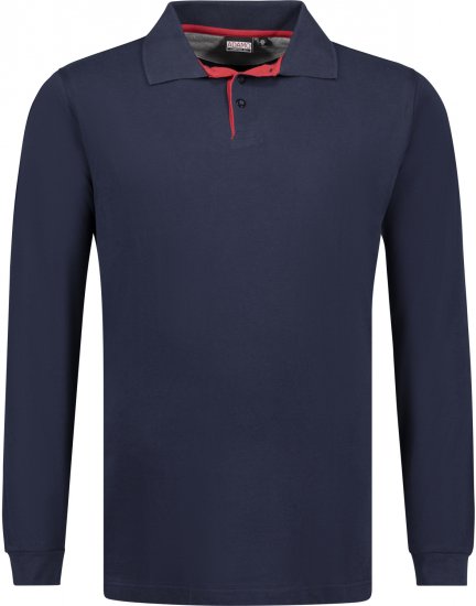 Adamo Peter Comfort fit Long sleeve Polo Navy - Polos - Polos homme grande taille