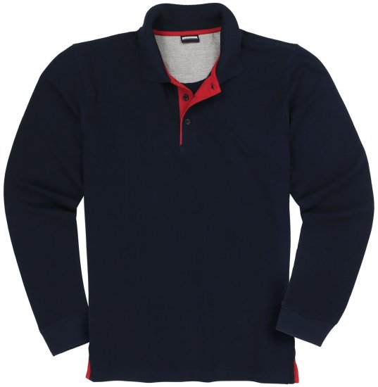 Adamo Peter Comfort fit Long sleeve Polo Navy - Polos - Polos homme grande taille