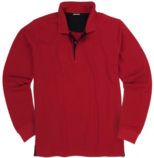 Adamo Peter Comfort fit Long sleeve Polo Red - Polos - Polos homme grande taille