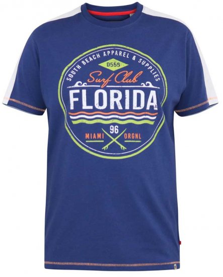 D555 CADMAN Florida Surf Club Printed Crew Neck T-Shirt - T-shirts - T-shirts Homme Grande Taille