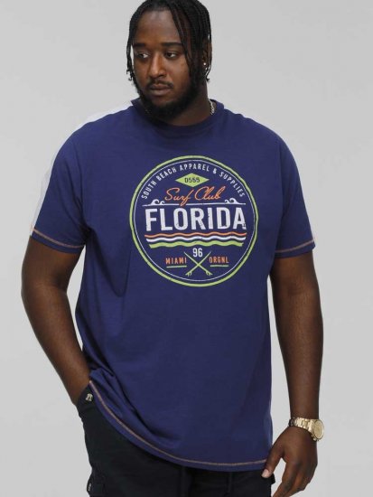 D555 CADMAN Florida Surf Club Printed Crew Neck T-Shirt - T-shirts - T-shirts Homme Grande Taille