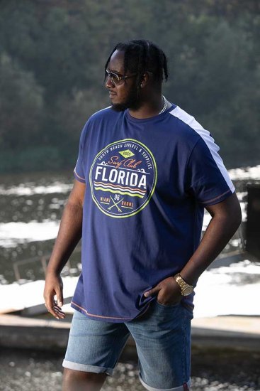 D555 CADMAN Florida Surf Club Printed Crew Neck T-Shirt - T-shirts - T-shirts Homme Grande Taille