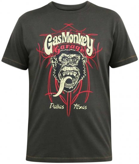 D555 DALLAS Official Gas Monkey Printed Crew Neck T-Shirt Khaki - T-shirts - T-shirts Homme Grande Taille
