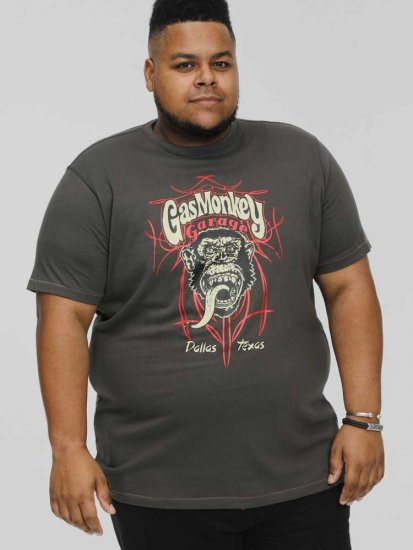 D555 DALLAS Official Gas Monkey Printed Crew Neck T-Shirt Khaki - T-shirts - T-shirts Homme Grande Taille