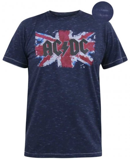 D555 DENNIS Official AC/DC Printed Crew Neck T-Shirt Navy Reno - T-shirts - T-shirts Homme Grande Taille