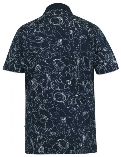 D555 ROLAND Printed Polo Shirt Navy - Polos - Polos homme grande taille