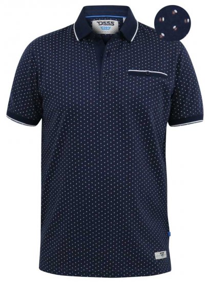 D555 DARWIN AO Printed Polo Shirt Navy - Polos - Polos homme grande taille