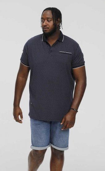 D555 DARWIN AO Printed Polo Shirt Navy - Polos - Polos homme grande taille