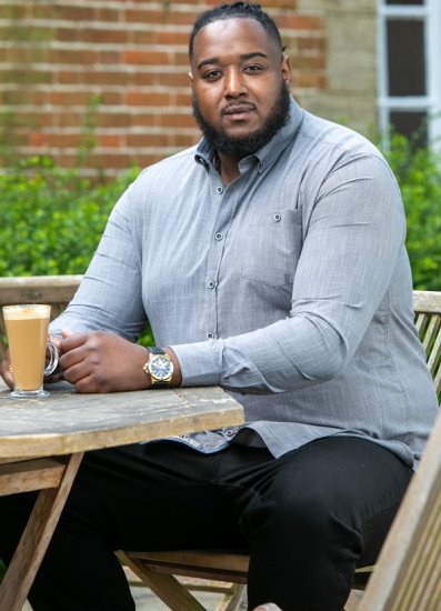 D555 RADCLIFFE Cross Hatch Soft Touch Slub Long Sleeve Shirt With Chest Patch Pocket Charcoal - Chemises - Chemises Grandes Tailles Hommes