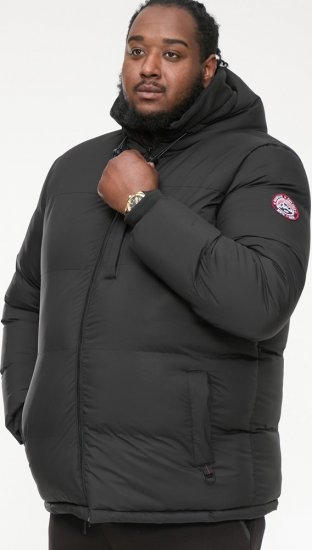 D555 DOMENIC Quilted Puffer Jacket With Half Micro Fleece Lining And Hood Black - Vestes - Vestes homme grandes tailles