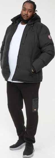 D555 DOMENIC Quilted Puffer Jacket With Half Micro Fleece Lining And Hood Black - Vestes - Vestes homme grandes tailles