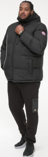 D555 DOMENIC Quilted Puffer Jacket With Half Micro Fleece Lining And Hood Black - Vestes - Vestes homme grandes tailles