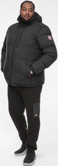 D555 DOMENIC Quilted Puffer Jacket With Half Micro Fleece Lining And Hood Black - Vestes - Vestes homme grandes tailles