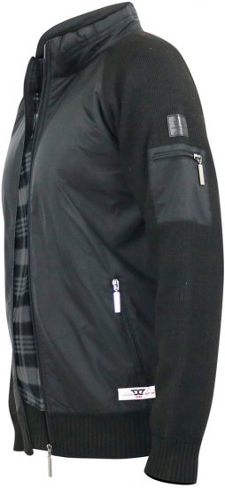 D555 MARSDEN Hybrid Knitted Jacket With Bonded Fleece Lining Black - Vestes - Vestes homme grandes tailles