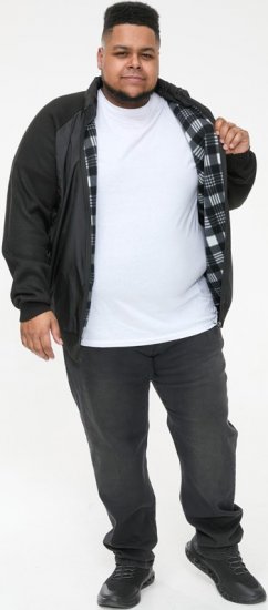 D555 MARSDEN Hybrid Knitted Jacket With Bonded Fleece Lining Black - Vestes - Vestes homme grandes tailles