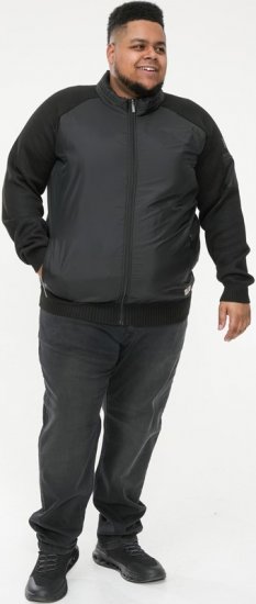 D555 MARSDEN Hybrid Knitted Jacket With Bonded Fleece Lining Black - Vestes - Vestes homme grandes tailles