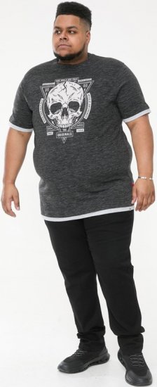 D555 DARREN Skull Printed T-Shirt With Double Layer On Hem & Cuff Black Reno - T-shirts - T-shirts Homme Grande Taille