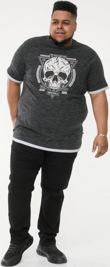 D555 DARREN Skull Printed T-Shirt With Double Layer On Hem & Cuff Black Reno - T-shirts - T-shirts Homme Grande Taille