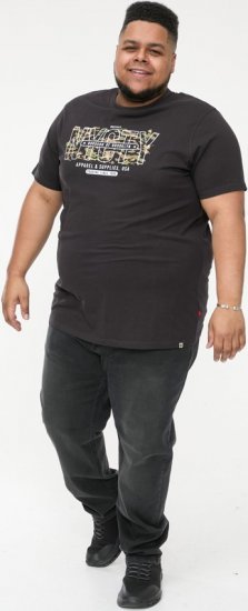 D555 EDWALTON NYCTY Camo Printed Crew Neck T-Shirt Washed Black - T-shirts - T-shirts Homme Grande Taille