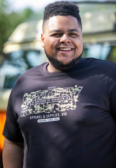 D555 EDWALTON NYCTY Camo Printed Crew Neck T-Shirt Washed Black - T-shirts - T-shirts Homme Grande Taille