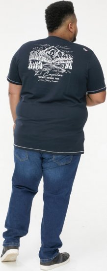 D555 GRAHAM YOSEMITE Chest And Back Printed Crew Neck T-Shirt Navy - T-shirts - T-shirts Homme Grande Taille