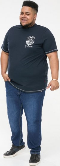 D555 GRAHAM YOSEMITE Chest And Back Printed Crew Neck T-Shirt Navy - T-shirts - T-shirts Homme Grande Taille