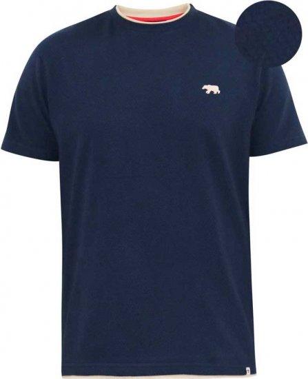 D555 SANDFORD Double Layer On Neck Ribs And Hem Waffle Textured T-Shirt Navy - T-shirts - T-shirts Homme Grande Taille