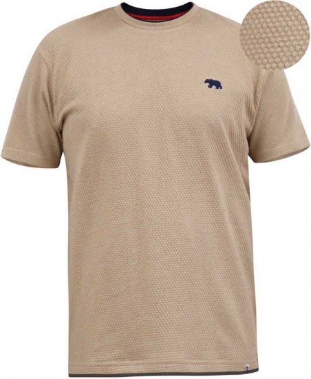 D555 SANDFORD Double Layer On Neck Ribs And Hem Waffle Textured T-Shirt Beige - T-shirts - T-shirts Homme Grande Taille
