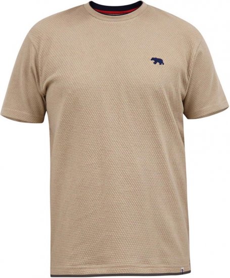 D555 SANDFORD Double Layer On Neck Ribs And Hem Waffle Textured T-Shirt Beige - T-shirts - T-shirts Homme Grande Taille