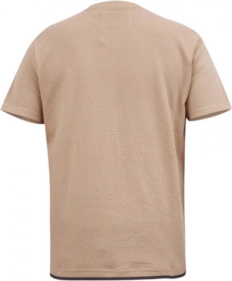D555 SANDFORD Double Layer On Neck Ribs And Hem Waffle Textured T-Shirt Beige - T-shirts - T-shirts Homme Grande Taille