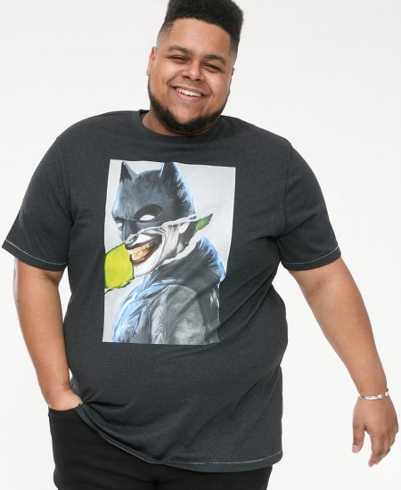 D555 MARTIN Official Batman Printed T-Shirt Washed Black - T-shirts - T-shirts Homme Grande Taille