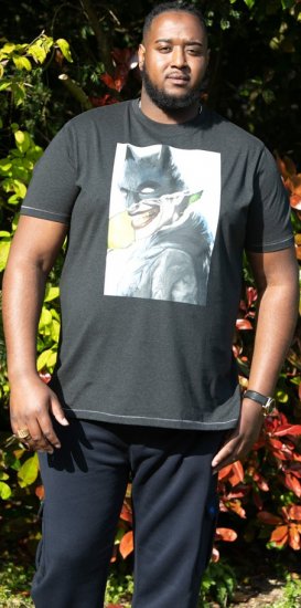 D555 MARTIN Official Batman Printed T-Shirt Washed Black - T-shirts - T-shirts Homme Grande Taille