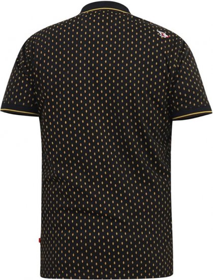 D555 RAUL AOP Jersey Polo With Jacquard Collar, Ribs And Chest Pocket Black - Polos - Polos homme grande taille