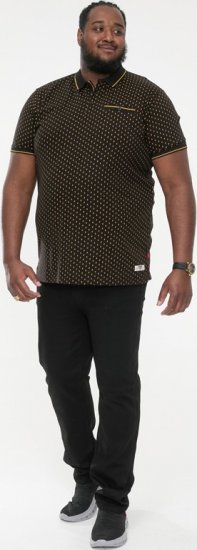 D555 RAUL AOP Jersey Polo With Jacquard Collar, Ribs And Chest Pocket Black - Polos - Polos homme grande taille