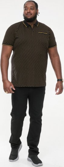D555 RAUL AOP Jersey Polo With Jacquard Collar, Ribs And Chest Pocket Black - Polos - Polos homme grande taille