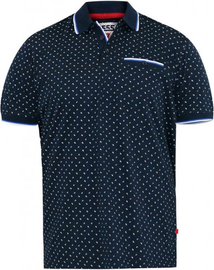D555 OAKLEY AOP Jersey Polo With Jacquard Collar, Ribs And Chest Pocket Navy - Polos - Polos homme grande taille
