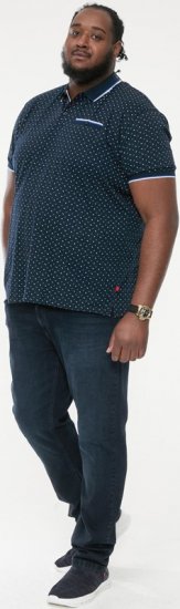 D555 OAKLEY AOP Jersey Polo With Jacquard Collar, Ribs And Chest Pocket Navy - Polos - Polos homme grande taille