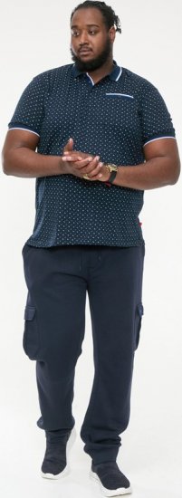 D555 OAKLEY AOP Jersey Polo With Jacquard Collar, Ribs And Chest Pocket Navy - Polos - Polos homme grande taille