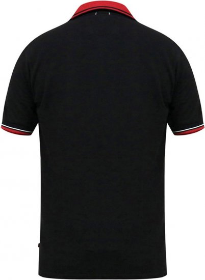 D555 CHESTER Pique Polo With Red Collar With Tipping Detail And Chest Embroidery Black - Polos - Polos homme grande taille