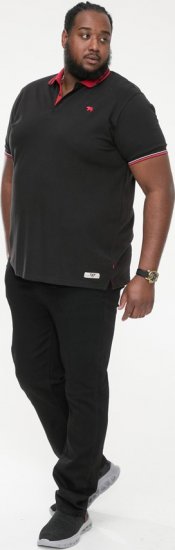 D555 CHESTER Pique Polo With Red Collar With Tipping Detail And Chest Embroidery Black - Polos - Polos homme grande taille