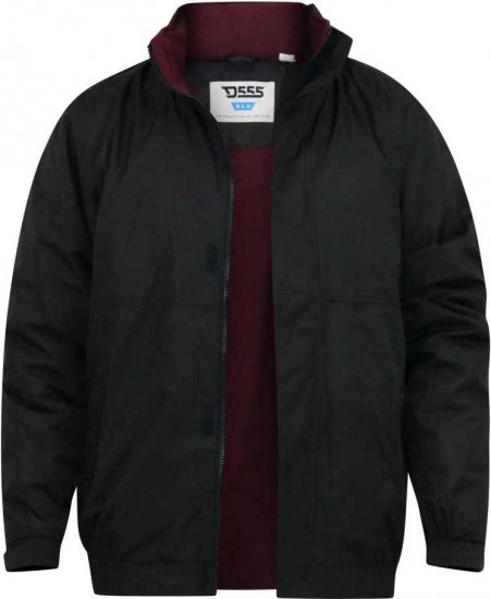 D555 Rudy Showerproof Fleece Lined Jacket With Packaway Hood - Black - Vestes - Vestes homme grandes tailles