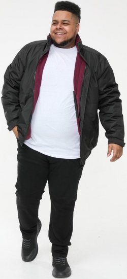 D555 Rudy Showerproof Fleece Lined Jacket With Packaway Hood - Black - Vestes - Vestes homme grandes tailles