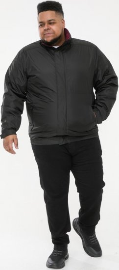 D555 Rudy Showerproof Fleece Lined Jacket With Packaway Hood - Black - Vestes - Vestes homme grandes tailles