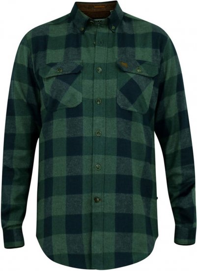 D555 GARFIELD Check Overshirt With Two Patch Pockets & Button Down Collar Navy - Chemises - Chemises Grandes Tailles Hommes