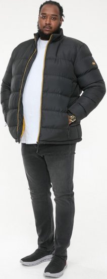 D555 CRISTIANO Puffer Jacket With Binding On Cuffs And Embroidery Badge On Sleeve Black - Vestes - Vestes homme grandes tailles